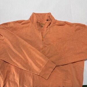 Orvis Mens XL Quarter Zip Pullover Orange Slub Knit Mock Neck Sweatshirt